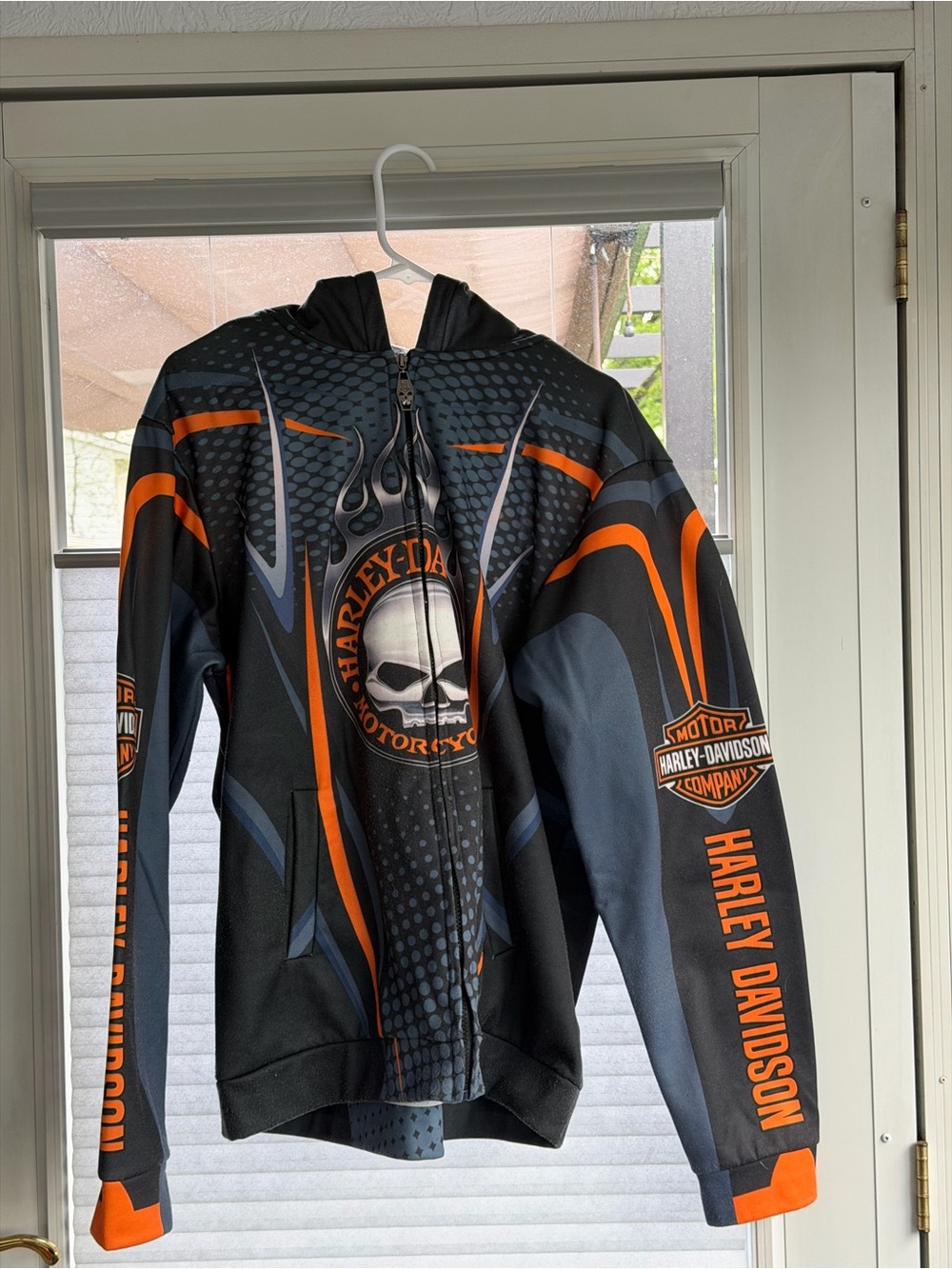 Harley-Davidson Black, Orange & Gray Graphic Zip Hoodie